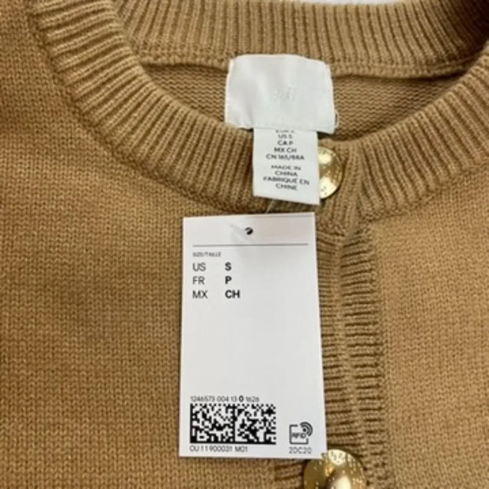 H&M Women's Button-Detail Long Cardigan Sweater Jacket Size S Dark Beige - Picture 5 of 5
